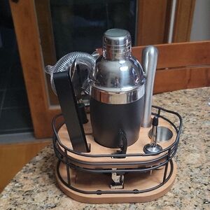 Cocktail Shaker Set. New With No Tags. Black And Stainless Steel.